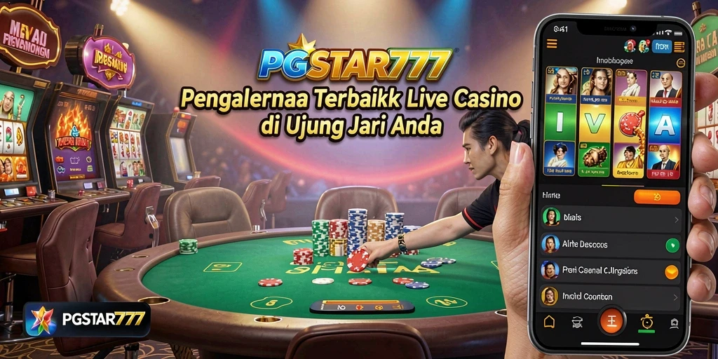 Screenshot PGSTAR777 menampilkan dealer langsung menikmati permainan Live Casino.